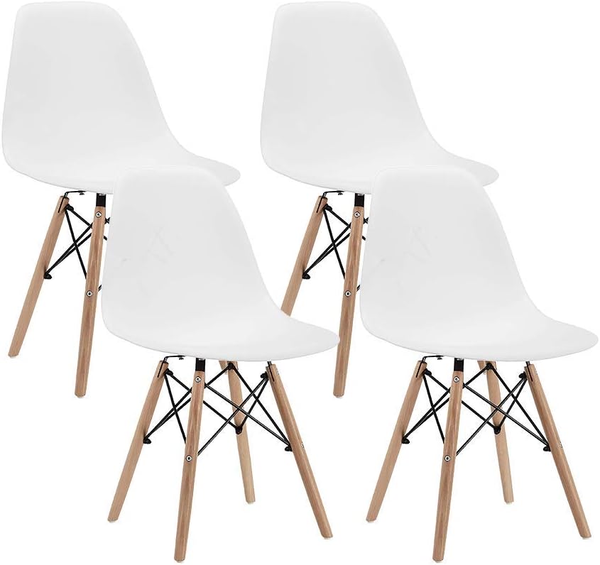 Beige Plastic Dining Chairs Set of 4 U3203