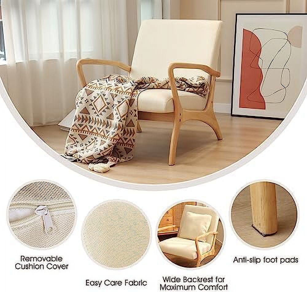 Accent Chair with Lumbar Pillow Upholstered Linen Fabric K70826