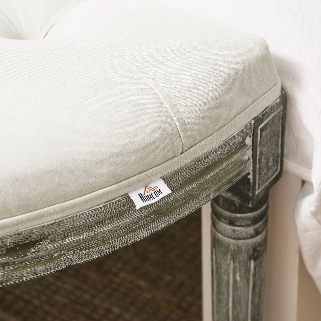 Off White Tufted Ottoman Bench D534