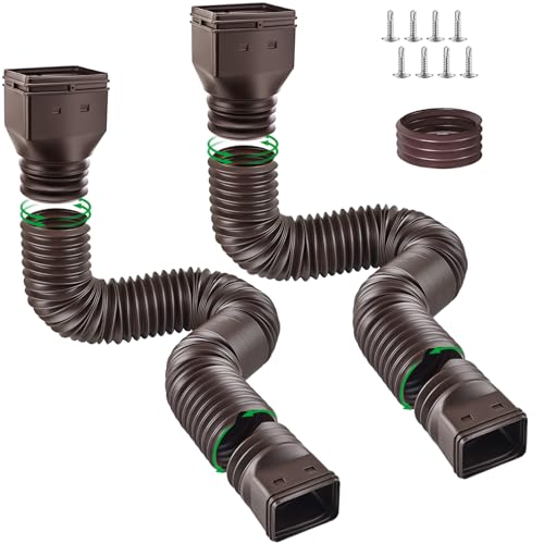 2 Pack Flexible Rain Gutter Downspout Extenders Black P804