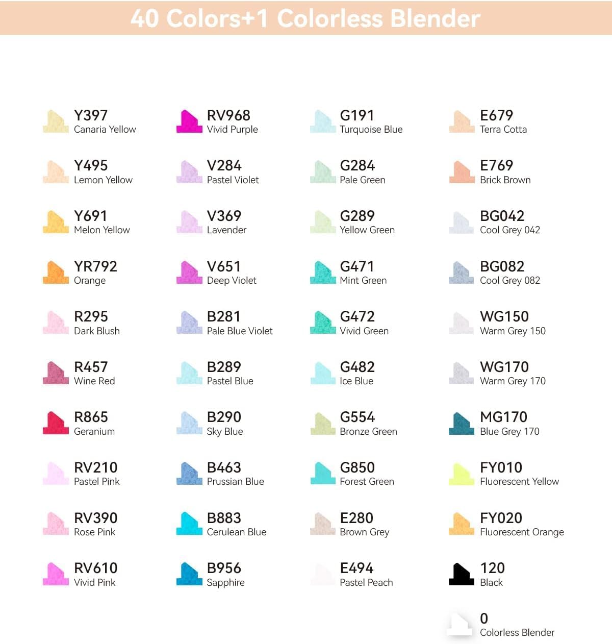 40 Colors Alcohol Markers with Chisel & Fine Dual Tips A82107
