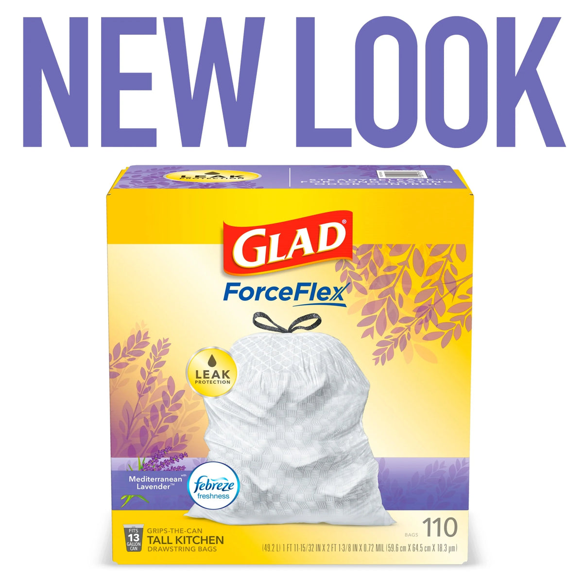 13 Gallon White Drawstring Trash Bags with Febreze Freshness - 110 Count U652
