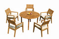 Grade-A Teak 6 Pc Dining Set with 48" Round Table and 5 Stacking Arm Chairs Y870429
