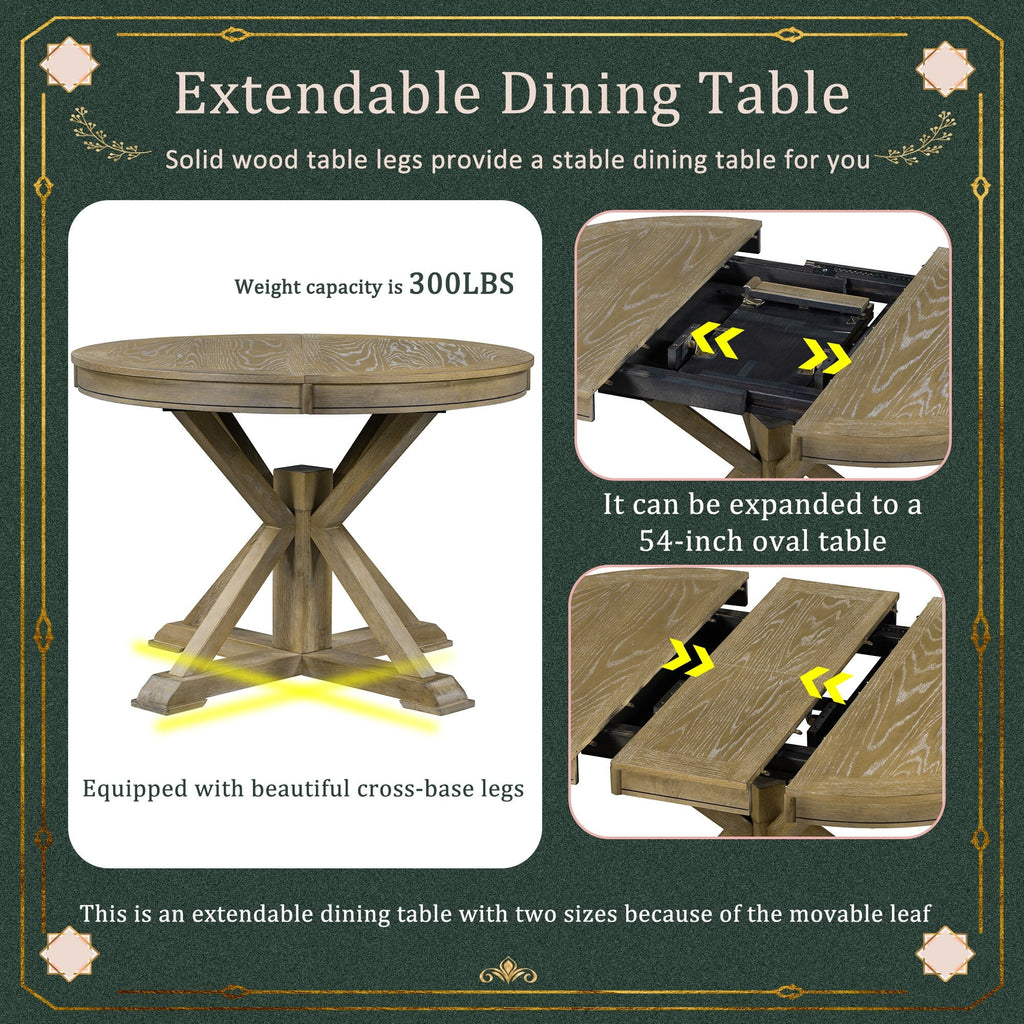 Extendable 5-Piece Dining Table Set with Upholstered Chairs H881283