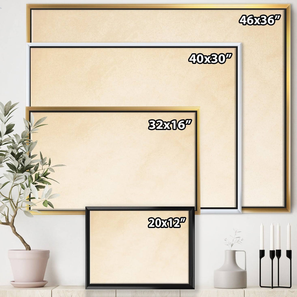 Pink Grey Modern Framed Canvas - 32 in. Wide x 16 in. High - Gold S421