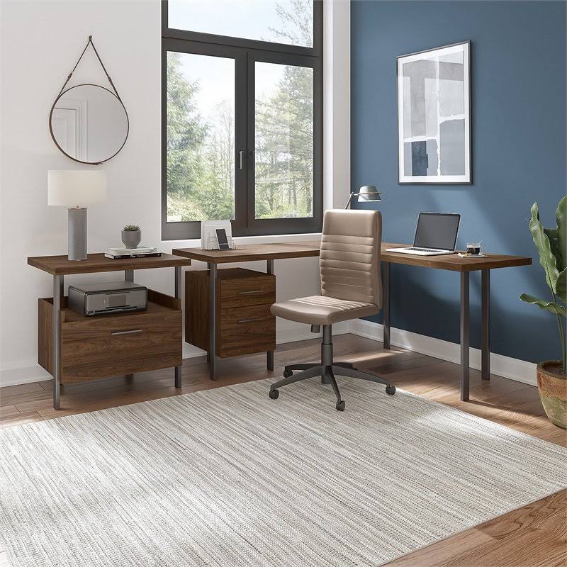 60W L Shaped Desk with Lateral File Cabinet S613894