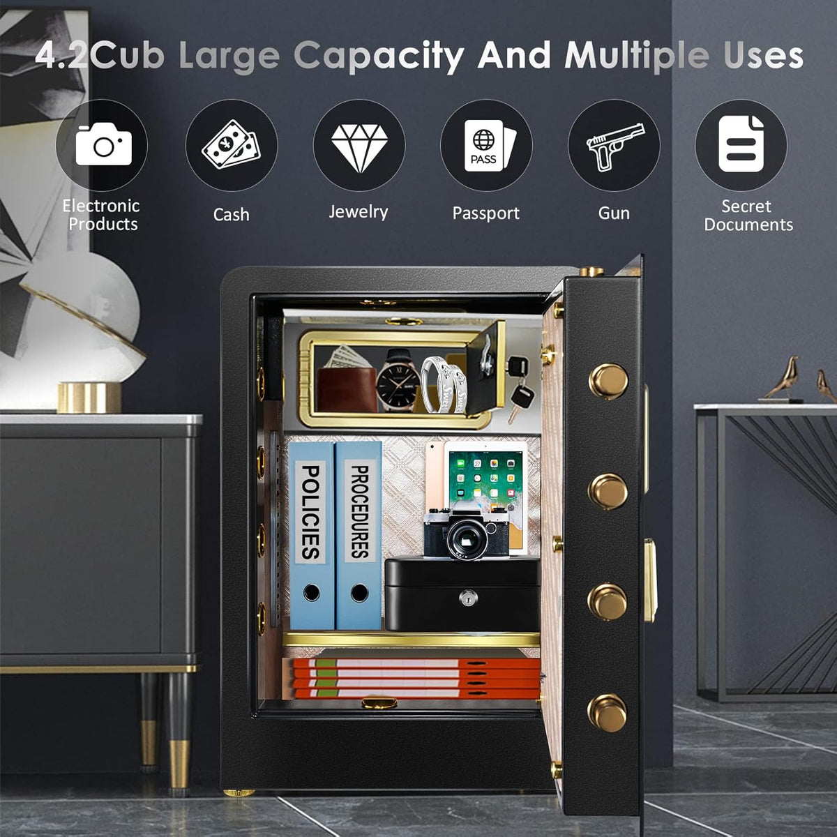 Large Fireproof Waterproof Safe Box with LCD Screen U621143