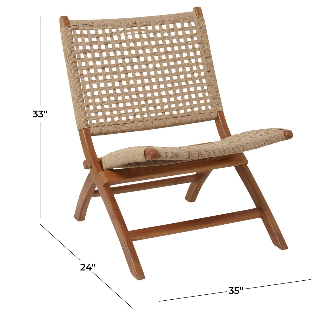 Brown Wood Handmade Woven Lounge Chair F643