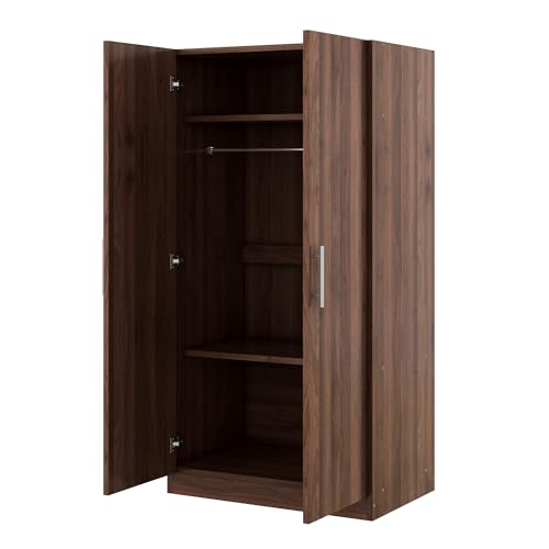 Black 4-Door Wooden Wardrobe Closet with 2 Drawers G484835