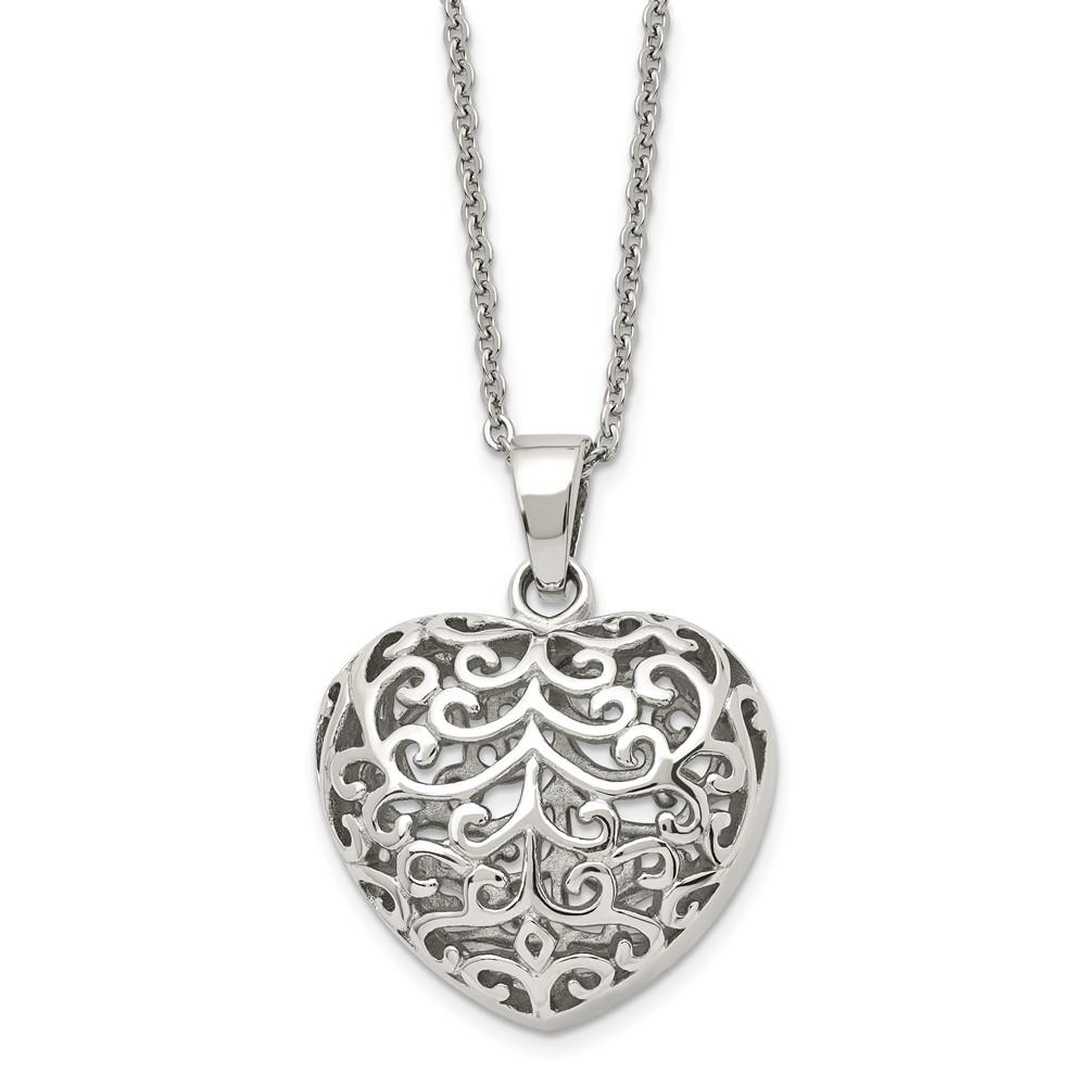Stainless Steel Filigree Heart Necklace E58724