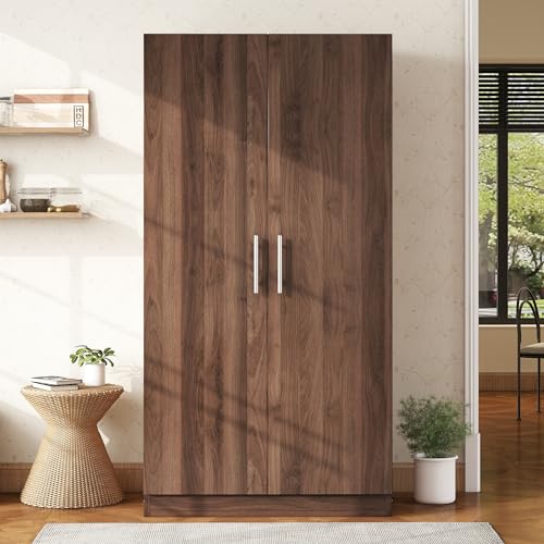 Black 4-Door Wooden Wardrobe Closet with 2 Drawers G484835