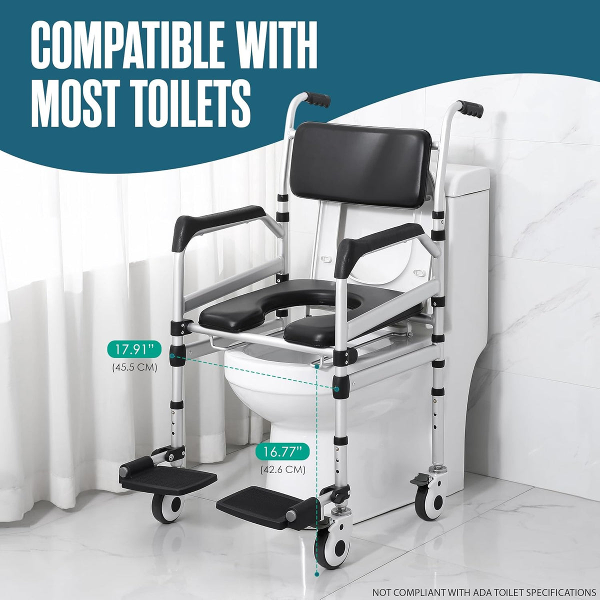 Shower Chair with Wheels, Height Adjustable Z83256