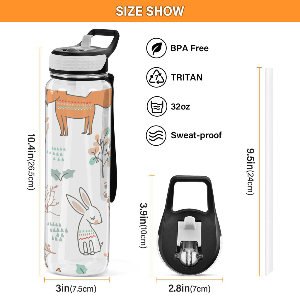32oz Tritan Leakproof Clear Water Bottle with Straw C7412