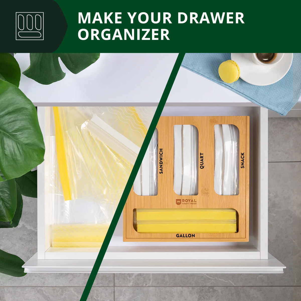 Bamboo Ziplock Bag Storage Organizer D21190