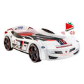 White Wood Twin Race Car Bed A651738