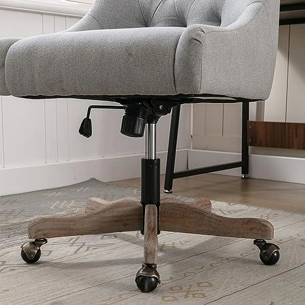 Blue Swivel Shell Chair with Wood Base and Wheels A91154
