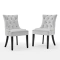 White Tufted Performance Velvet Dining Side Chairs Set of 2 S9394