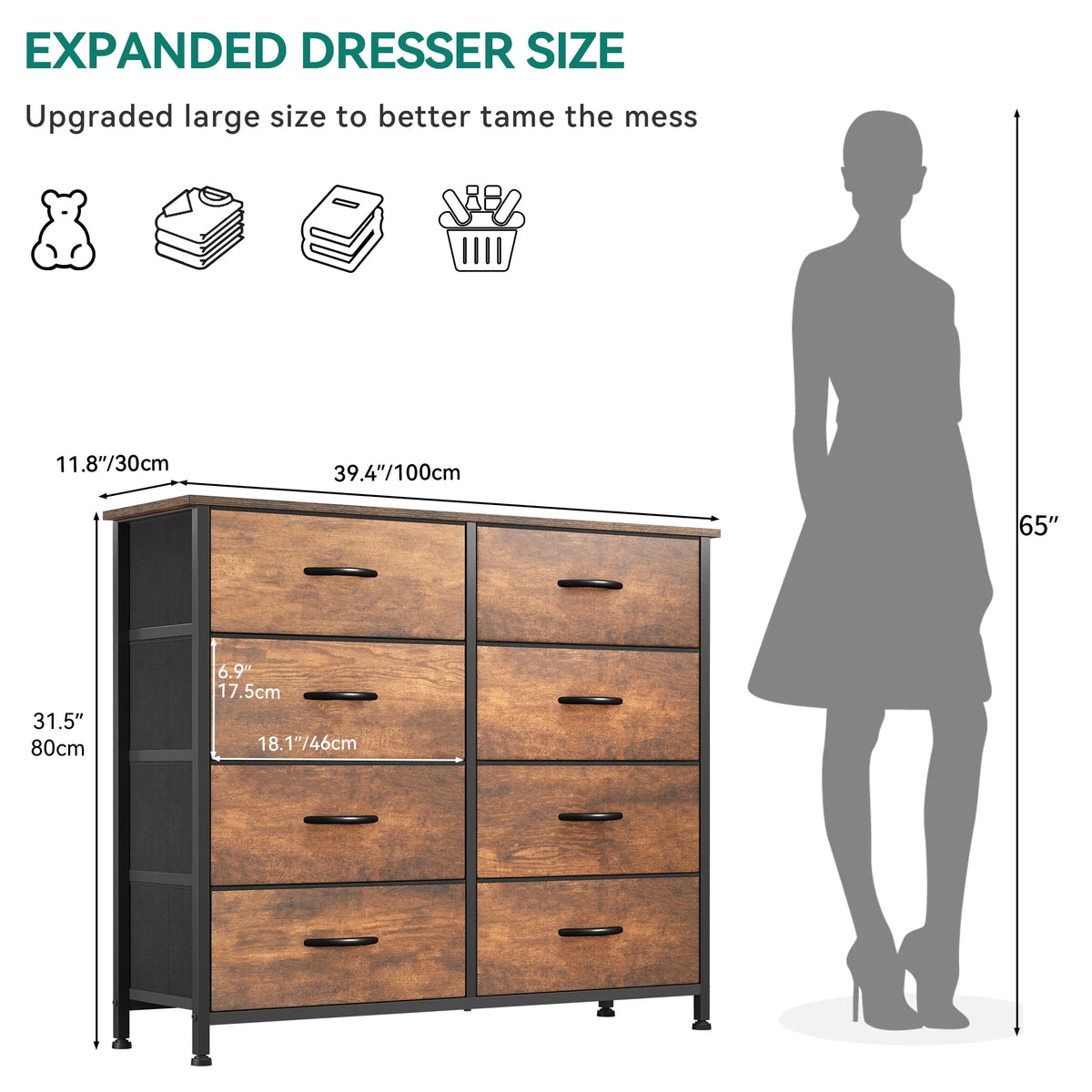 10 Drawer Fabric Dresser L72525