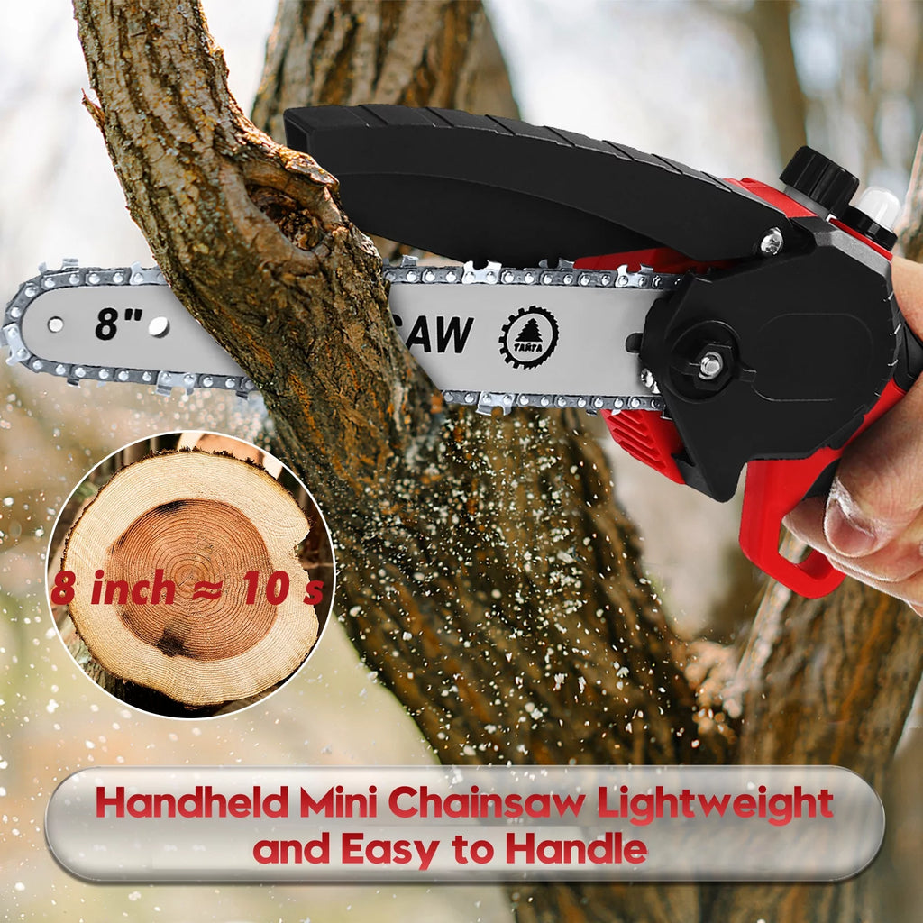 8 inch Cordless Mini Chainsaw with 2 Chains and 3.0Ah Battery X7362