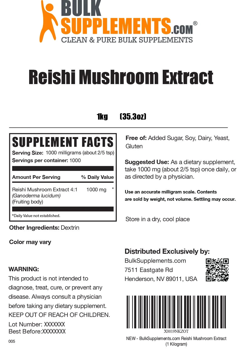 Reishi Mushroom Extract Powder (1 Kilogram) R507603