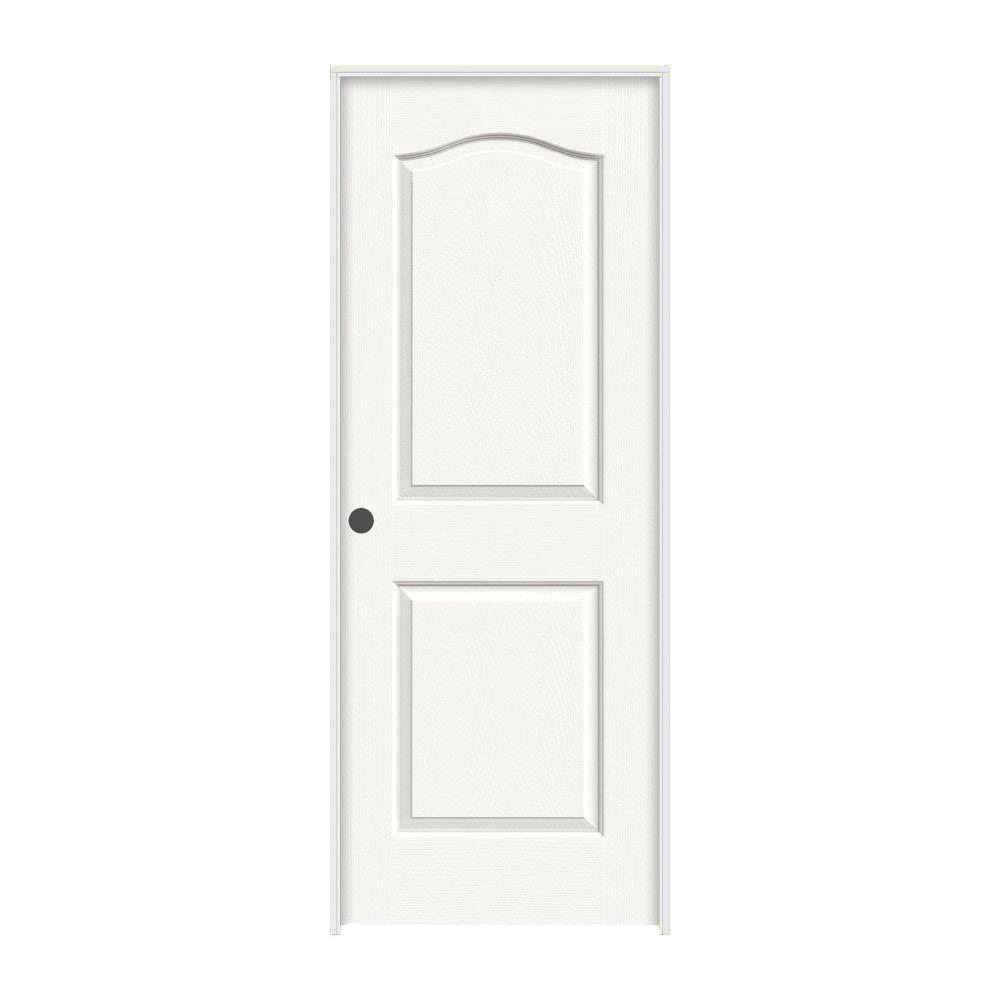 24 in. x 80 in. White Painted Right-Hand Textured Solid Core Molded Composite MDF Single Prehung Interior Door H76296