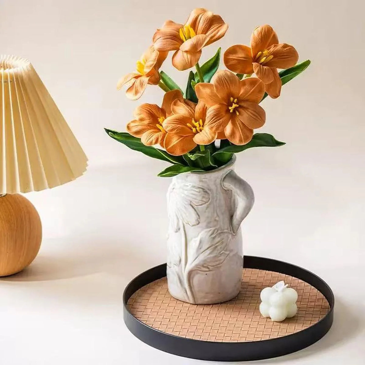 White Ceramic Vase with Handle R507741