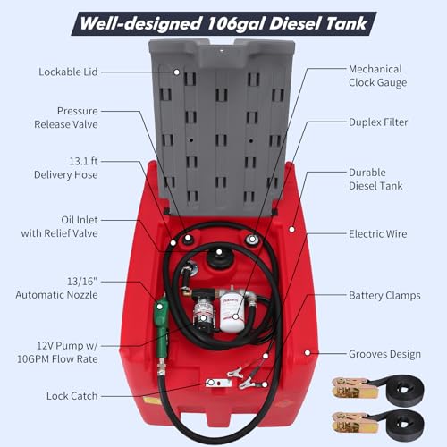 58 Gallon Diesel Transfer Tank with 12V Electric Fuel Pump G6938