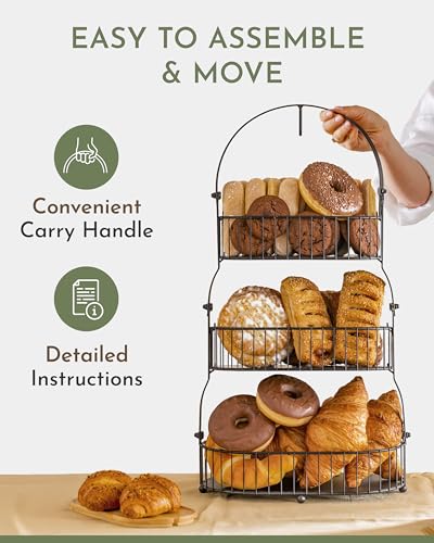 3 Tier Bamboo Fruit Basket with Removable Baskets Z90460
