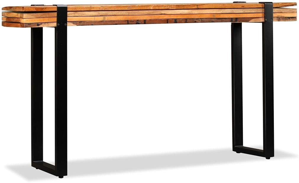Length-Adjustable Console Table Solid Reclaimed Wood Cast Iron E25614