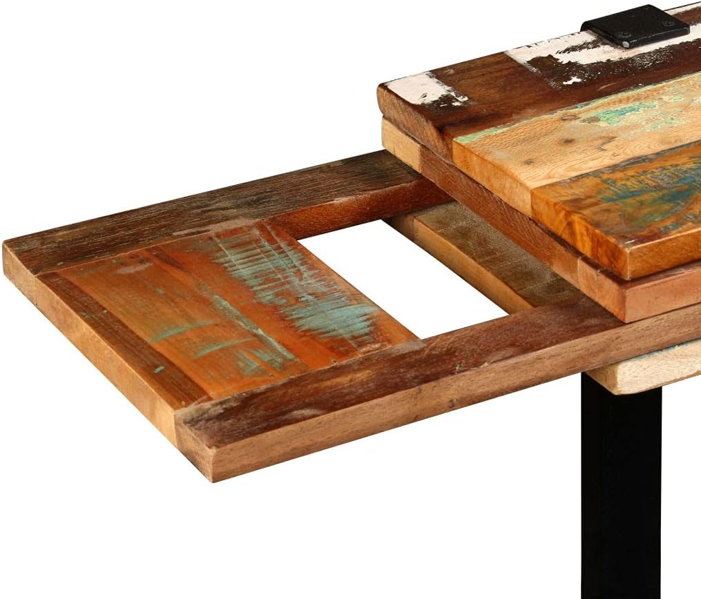 Length-Adjustable Console Table Solid Reclaimed Wood Cast Iron E25614