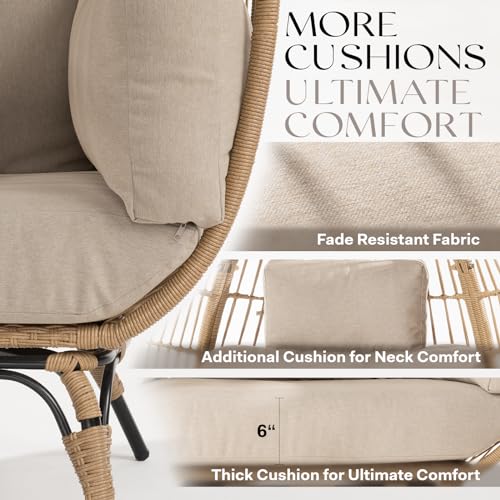 Black Wicker Egg Chair with Cushion N640
