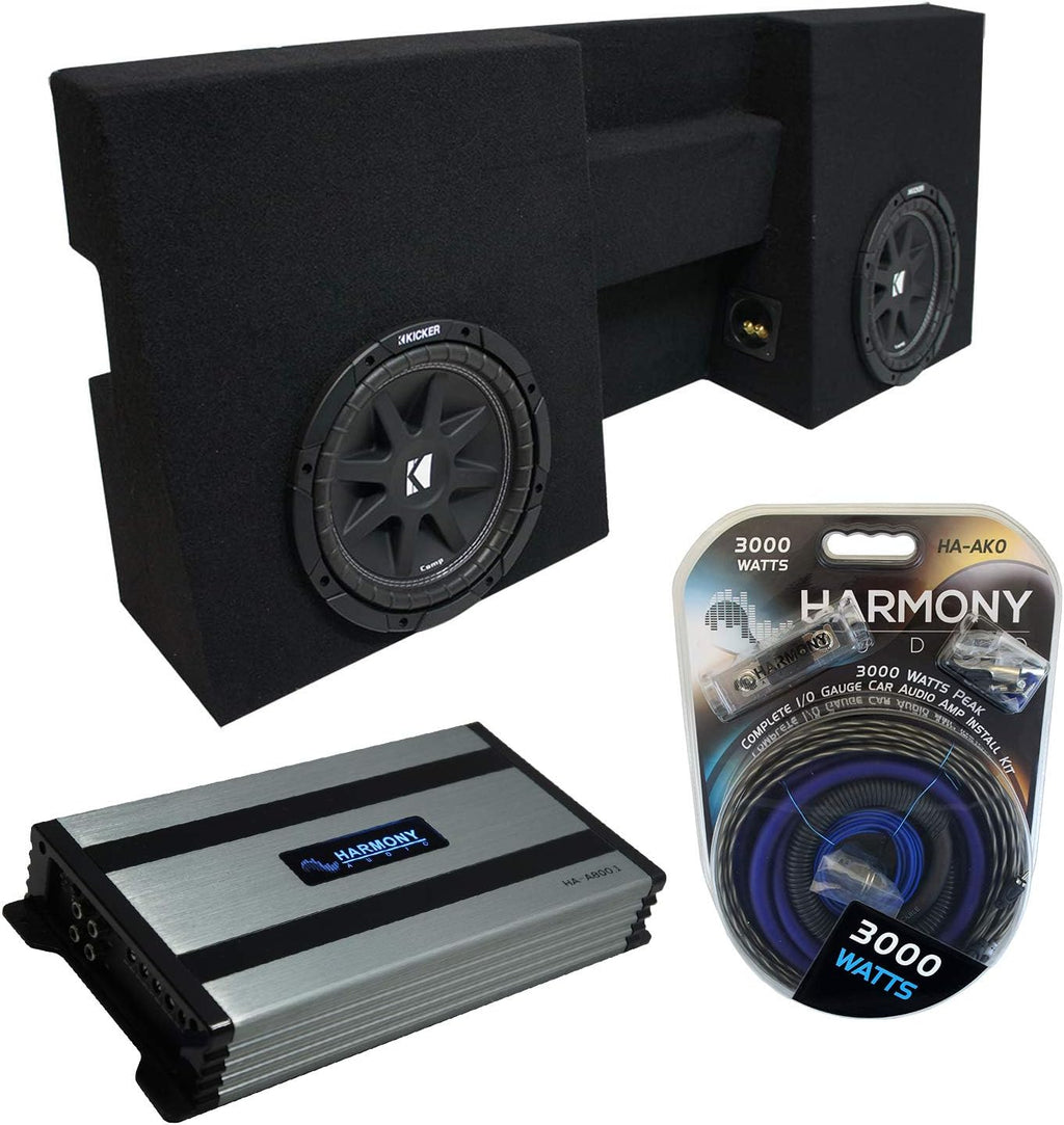 Compatible with 2005-UP Toyota Tacoma Double Cab Truck Dual 10 Sub Box Enclosure & Amp F318