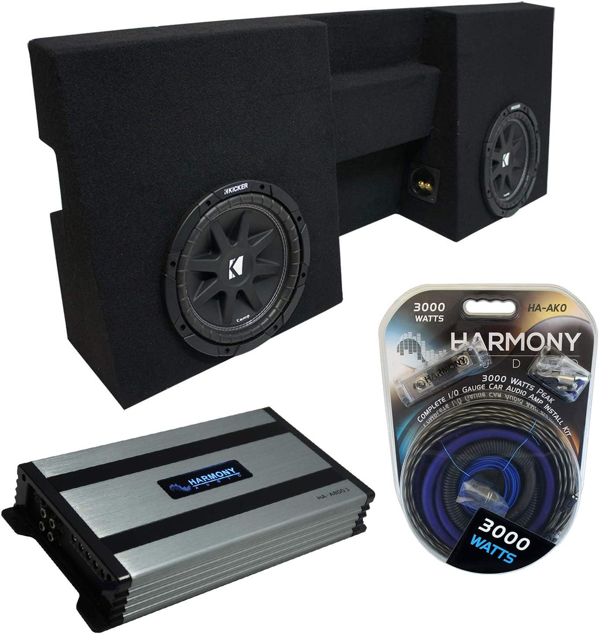 Compatible with 2005-UP Toyota Tacoma Double Cab Truck Dual 10 Sub Box Enclosure & Amp F318