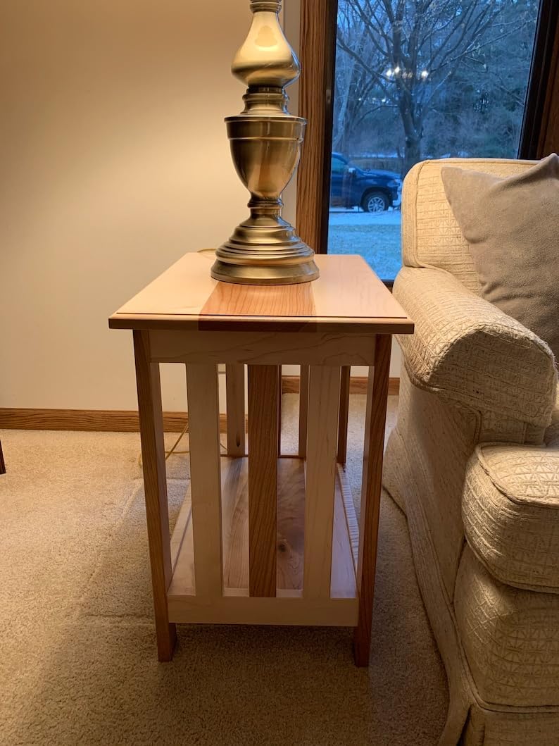 Handcrafted Wood Maple Side Table 21.5 Inches Tall K611