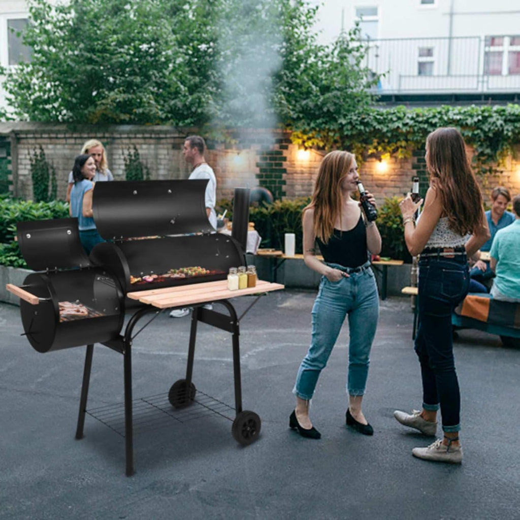 Charcoal Offset Smoker BBQ Grill with Wheels W541