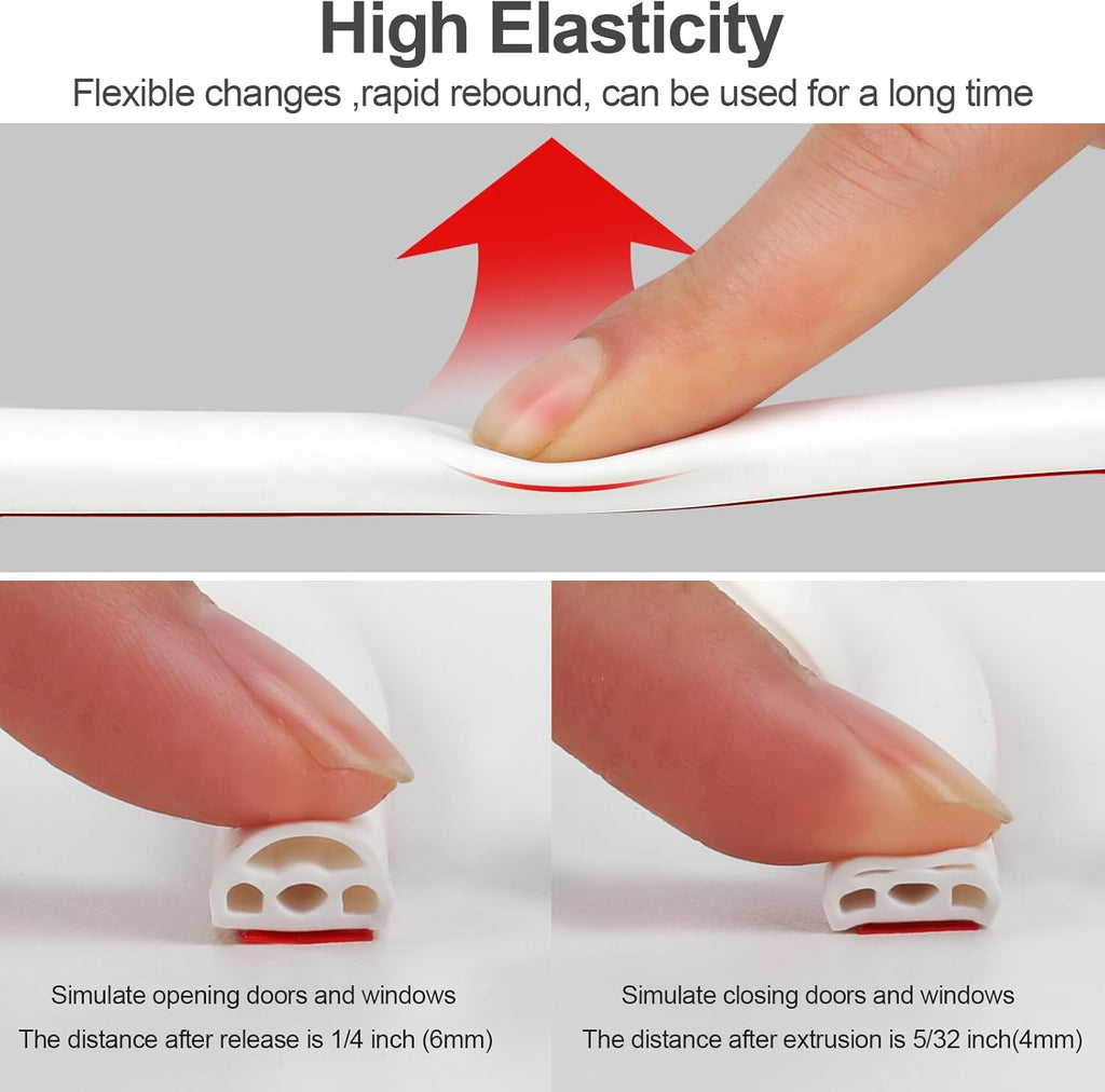 40 Feet Silicone Door Weather Stripping Self-Adhesive Seal Strip G152593
