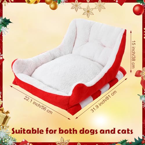 Red White 24x15x11 Inch Plush Synthetic Fur Christmas Dog Bed P36759