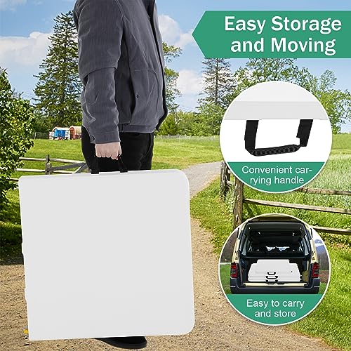 4 FT Heavy Duty Plastic Folding Table with Carrying Handle C29288