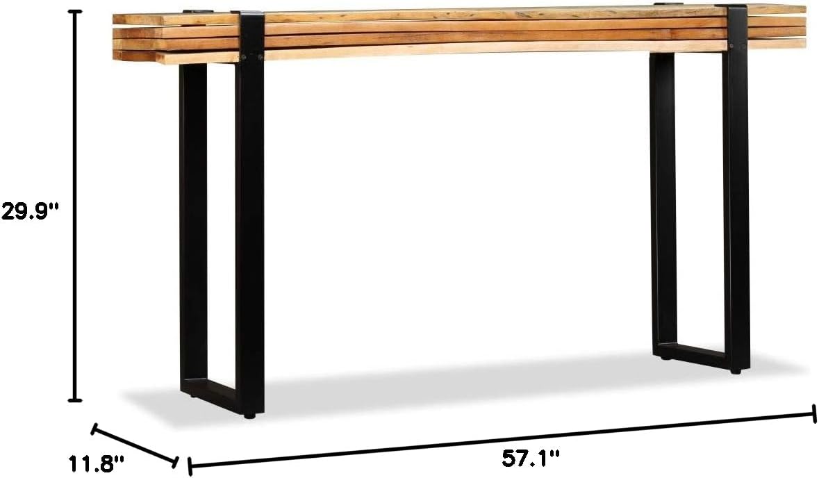 Length-Adjustable Console Table Solid Reclaimed Wood Cast Iron E25614
