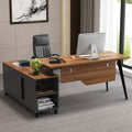 L-Shaped Desk with Storage Shelves and File Cabinet J4435