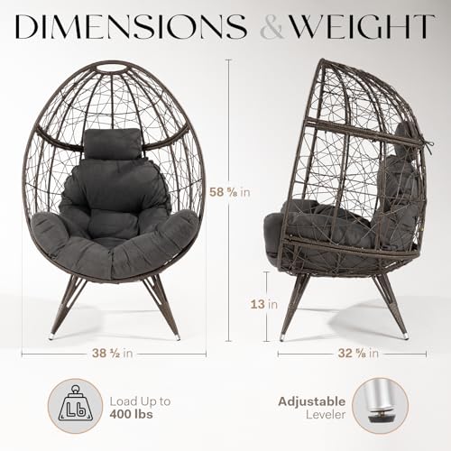 Black Wicker Egg Chair with Cushion N640