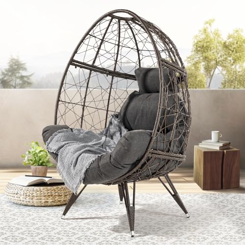 Black Wicker Egg Chair with Cushion N640
