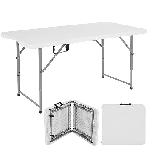 4 FT Heavy Duty Plastic Folding Table with Carrying Handle C29288