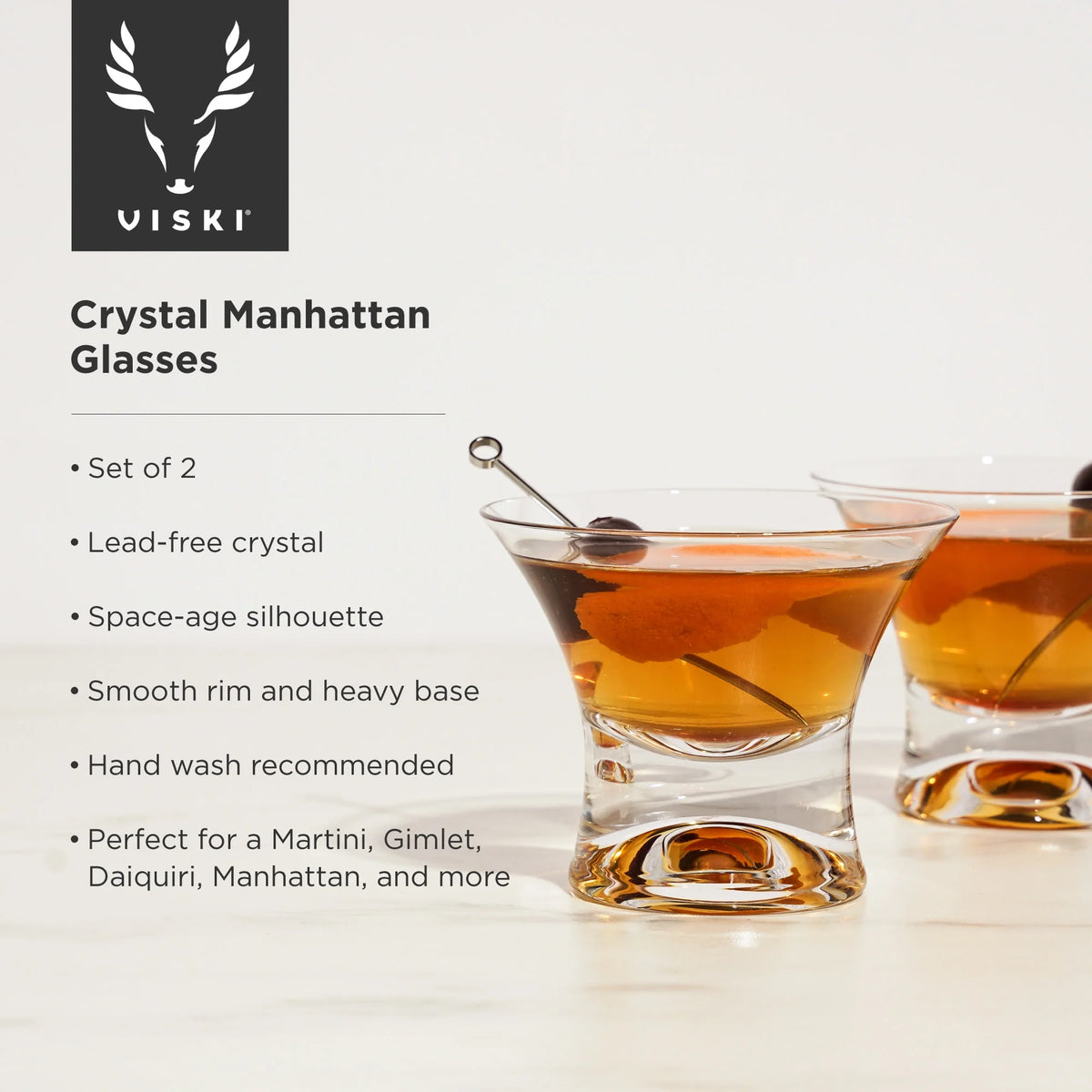 Heavy Base Crystal Manhattan Glasses Cocktail Glass Set L275124