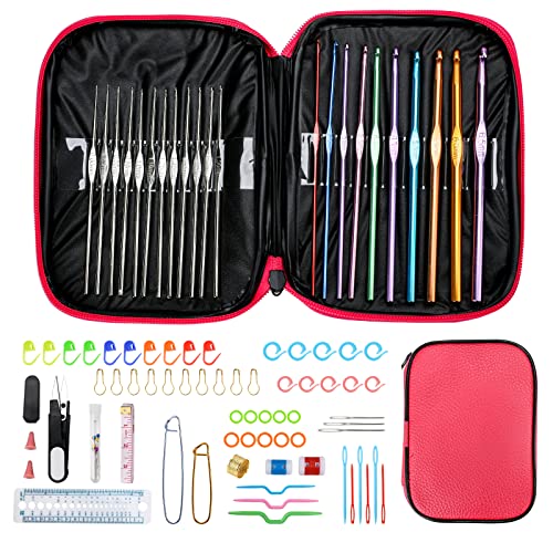9 Ergonomic Crochet Hooks Set with Case Y741