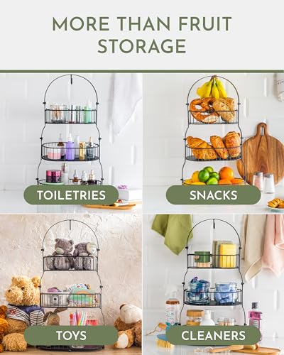 3 Tier Bamboo Fruit Basket with Removable Baskets Z90460