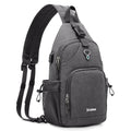Canvas Sling Bag Crossbody Backpack with USB Charging Port (Dark Grey) U773