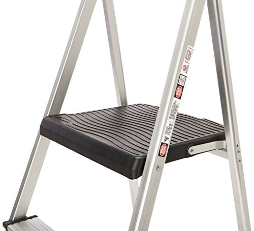 3-Step Lightweight Aluminum Folding Step Ladder with Project Tray, Gray A669837