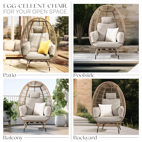 Black Wicker Egg Chair with Cushion N640