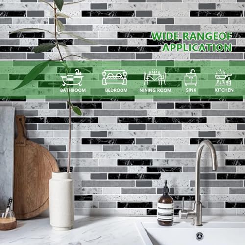 10-Sheet Self-Adhesive Vinyl Backsplash Tiles (Gray) F9730